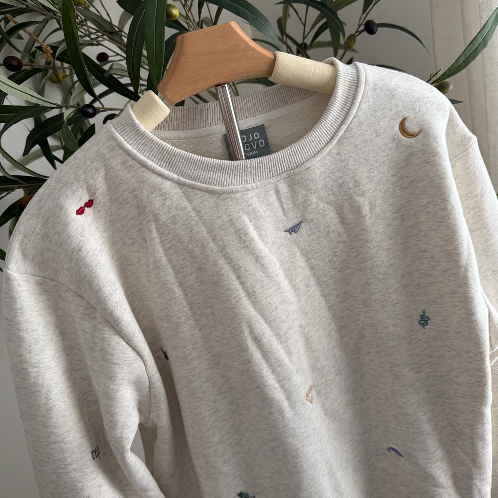 Mojo Provo Plush Embroidered Crewneck Sweatshirt Heather Gray Size M - Picture 3 of 10